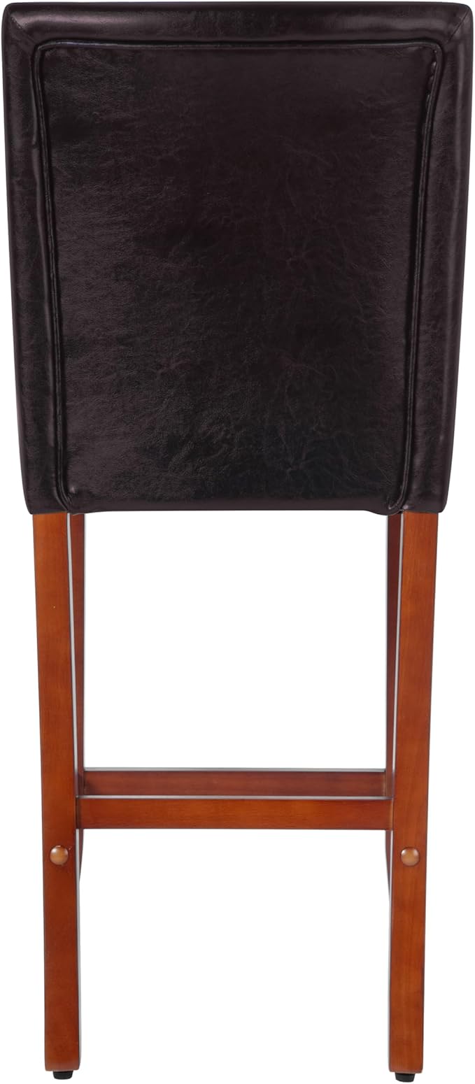 HomePop Home Decor Classic Counter Height Bar Stool, Set of 1, 29 Inch, Faux Leather Upholstered, Decorative Home Furniture, Dark Brown Faux Leather