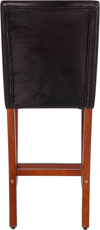 HomePop Home Decor Classic Counter Height Bar Stool, Set of 1, 29 Inch, Faux Leather Upholstered, Decorative Home Furniture, Dark Brown Faux Leather