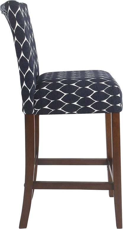 HomePop Upholstered Counter Height Barstool, 29-inch, Textured Navy