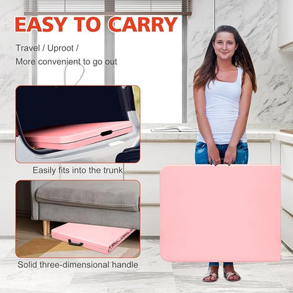 Portable 6Ft Plastic Folding Table, Heavy Duty 6ft Fold-in-Half Table with Carrying Handle, 6' Folding Utility Foldable Table for Picnic Party Camping Kitchen, Indoor/Outdoor (White)