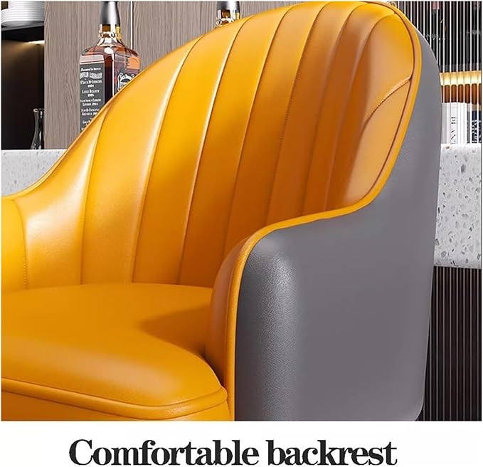 Adjustable Counter Height Faux Leather with Back & Footrest Kitchen Island Chair