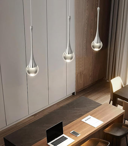 Modern Kitchen Island Pendant Lights Dimmable LED Crystal Chandelier Hanging Pendant Chandelier Silver 3 Pack