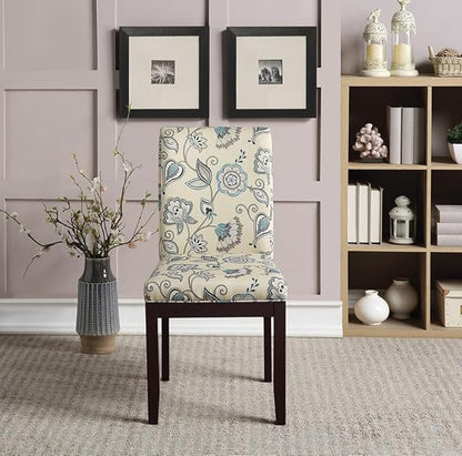 OSP Home Furnishings Dakota Upholstered Parsons Dining Chair with Espresso Finish Wood Legs, Avignon Sky