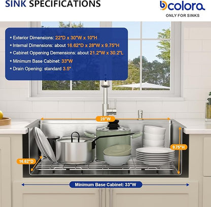 Dcolora 30 In. Drop In Kitchen Sink With Faucet Topmount Single Bowl Sink Workstation Stainless Steel Overmount Basin 30"×22"×10", DC-SFDOE00125