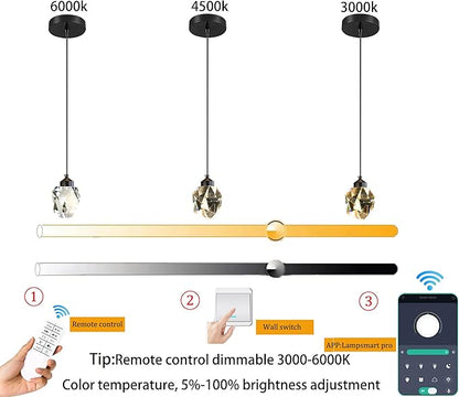 Modern Pendant Lights Kitchen Island, Mini Black Pendant Light, Led Small Crystal Chandelier for Dining Room 3000K-6000k,5W