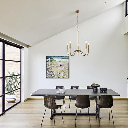 5-Light Farmhouse Chandelier Lighting Fixture, Linear Pendant Light for Kitchen Island, Dining & Living Room, Retro Bronze Finished