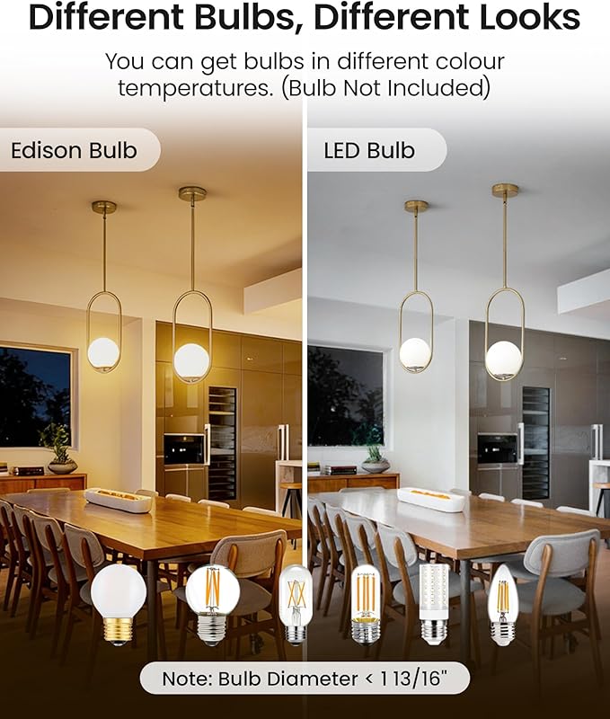 Yunnix Pendant Lights Kitchen Island, Pendant Light Fixtures, 2 Pack Modern Champagne Bronze Globe Glass Pendant Lighting, Mid Century Chandelier One Light for Bathroom Bedroom Dining Room