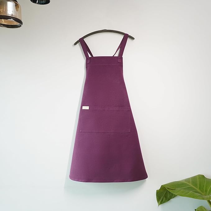 100% Cotton Kitchen Apron with 2 Pockets – Adjustable Chef Apron for Cooking Baking BBQ – Unisex Apron