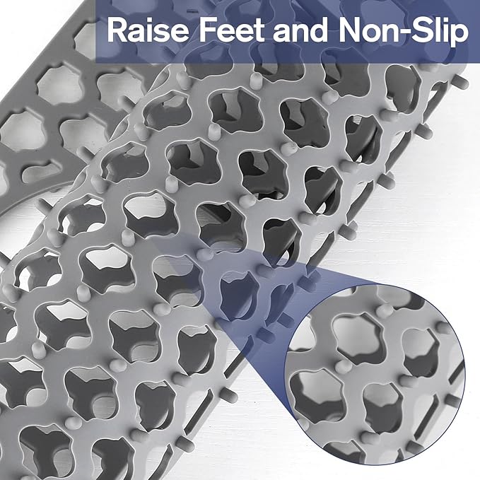 Snuggery 2PCS Silicone Sink Protector 12"x14" Rear Drain Hole, Heat Resistant Non-slip Dishwasher Suitable, Large Mat for Bottom of Farmhouse Kitchen Stainless Steel Sink