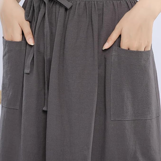 Cityelf Cotton Linen Half Apron for Women Vintage Waist Apron Ruffle Plain Bright Color for Cooking Painting Artwork
