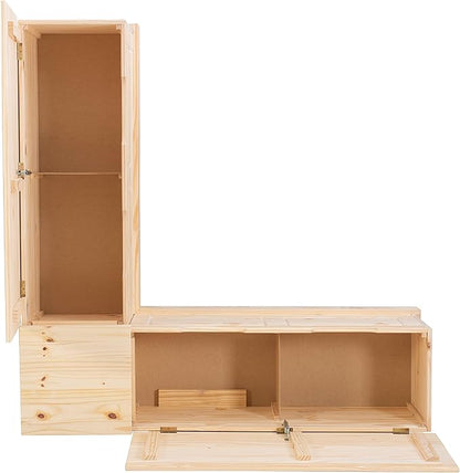 Linon Harris Unfinished Wood Backless Nook with Interior Storage