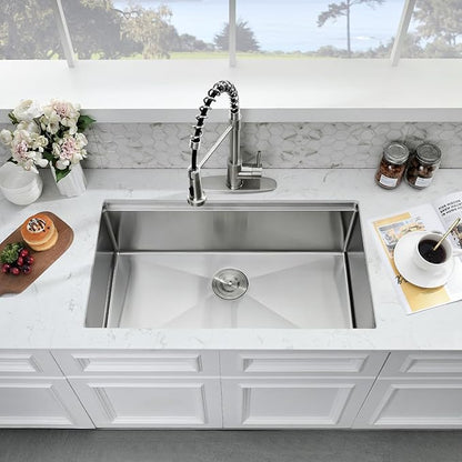 28 Inch Undermount KItchen Sink - 16 Gauge Satainless Steel Kitchen Sink Undermount 28x18,10 Inch Deep Single Bowl Workstation Sinks with Accessories