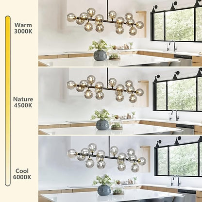 Mid Century Modern Chandelier, 39in 16-Lights Bubble Chandelier Glass Globe Pendant Light Linear Sputnik Chandeliers Light Fixtures for Dining Room, Kitchen Island