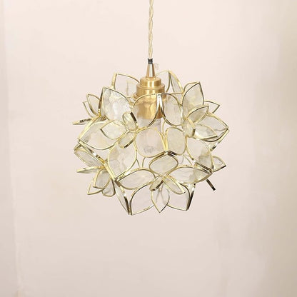 Bieye L10967 Petals Tiffany Style Stained Glass Ceiling Pendant Light with 8-inch Wide Lampshade (Clear, 8" Rose Lily)