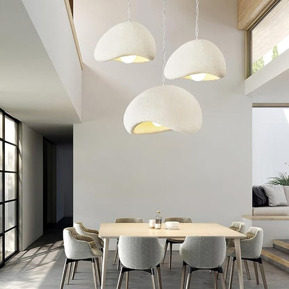 Wabi Sabi Pendant Lights,19.7in White Modern Pendant Light Resin Hanging Lamp Kitchen Island Lighting Modern Japandi Chandelier for Dining Room Hallway Restaurant Foyer