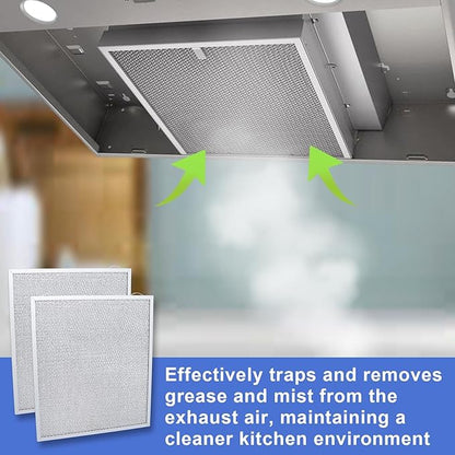 S99010430-002 Range Hood Filter 15-3/4" x 13-7/8" x 3/8", 2 Pack Aluminum Mesh Grease Range Hood Filter Compatible with Broan Nutone Kitchen Exhaust Fan Filters 4512880 99010430-002