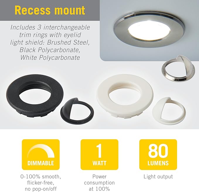 Armacost Lighting 221125 Recessed Mini Integrated LED Puck Lights, Bright White (4000K) (Series 1)