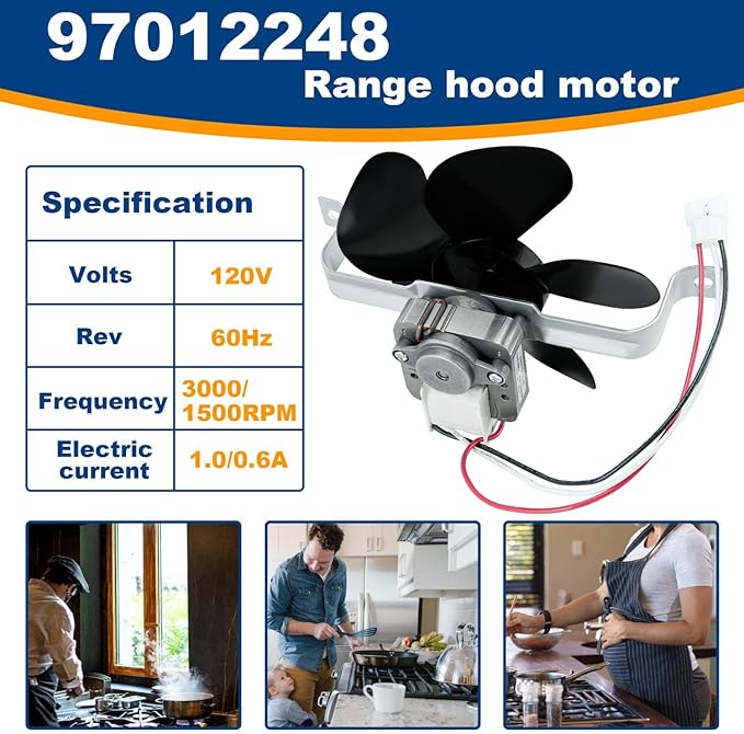 Upgraded Version 97012248 S97012248 Range Hood Fan Motor - BP17 Exhaust Fan Motor Fit for Nu-Tone B-roan 40000&42000 Series Range Hoods by Romalon Replaces 99080492 99080363 97005161 99080533 99080410