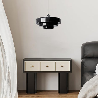 Black Pendant Light with Plug in Cord Modern Pendant Lighting 3-Layer Nordic Style Metal Shade Hanging Light Fixtures Hanging Lamp for Kitchen Island Dining Room Bedroom