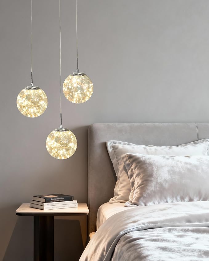 Pendant Lights Modern Crystal Chandeliers Hanging Light Fixture for Kitchen Island Sphere Pendant Light,Adjustable Chandelier for Dining Room,Foyer,Living Room Entryway