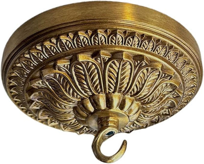 5.9 inches Brass Canopy Kit for Chandelier and Ceiling Lights, Decorative Design, Hanging Fixture Mounting Plate