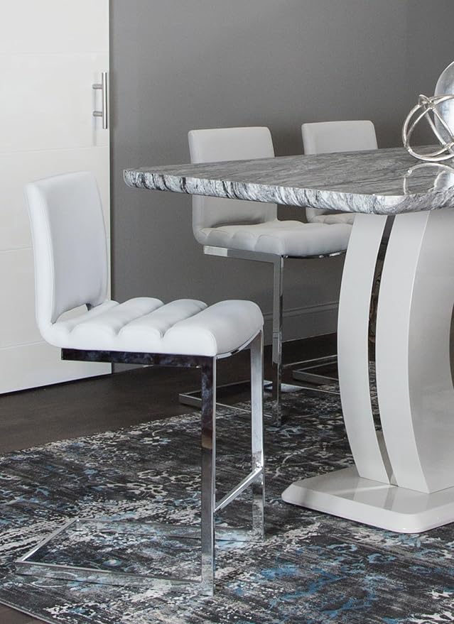 Sunset Trading Delta 24" Upholstered Barstools | Set of 2 Counter Height Stools | S-Shaped Chrome Cantilever Base | Light Gray Padded Upholstery | Dining Room, Home Bar, Pub, Kitchen Island Seating