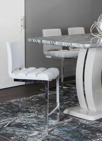 Sunset Trading Delta 24" Upholstered Barstools | Set of 2 Counter Height Stools | S-Shaped Chrome Cantilever Base | Light Gray Padded Upholstery | Dining Room, Home Bar, Pub, Kitchen Island Seating