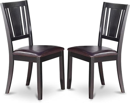 East West Furniture DUC-BLK-W Dudley Dining Room Chairs - Slat Back Solid Wood Seat Chairs, Set of 2, Black