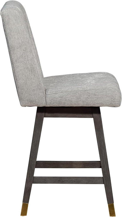 Armen Living Stancoste Modern Farmhouse 26" Seat Height Swivel Bar Stool for Kitchen Island Counter in Gray Oak Wood with Mocha Fabric