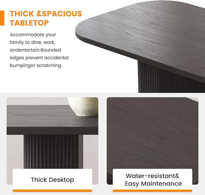Miuuod 5-Piece 65" Wooden Dining Set, Dining Table & Chair for 6, Includes Dining Table,4 Upholstered Chairs,with Wood Legs,Table Set for Dining Room, Kitchen, Black