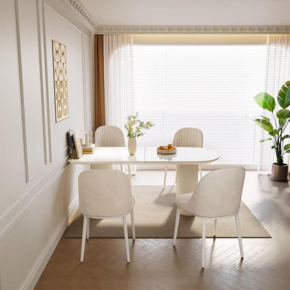 Guyii 62.99“ Dining Table Set with 6 Chairs, Modern Kitchen Table Set, Indoor Dining Table for Kitchen, Bar, Living Room, Breakfast Nook, Small Space, Cream White