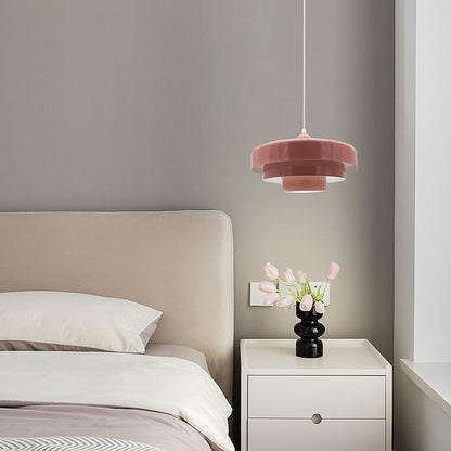 Pink Pendant Light Mid Century Pendant Lamp Nordic Pendant Lighting Fixture Hanging Ceiling Light 3-Layer Shade Design for Kitchen Island Dining Table Bedroom