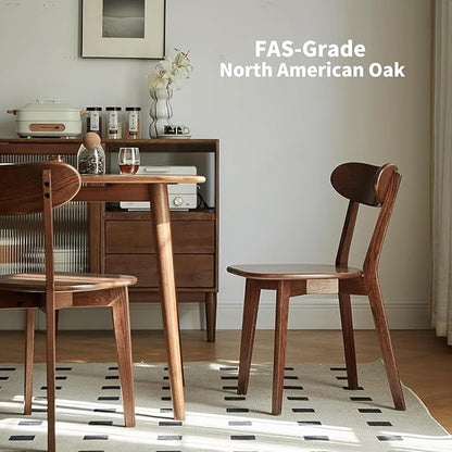 Solid Wood Dining Chairs Set of 2, Walnut Finish - Mid Century Modern Kitchen & Dining Room Chairs with Curved Back, 400 lb Capacity - Crafted from FAS-Grade North American Oak, Easy Assembly
