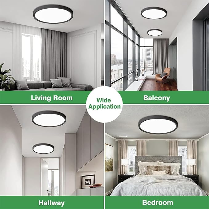 6PK 9 Inch LED Flush Mount Ceiling Light, 18W, 1860LM, 3000K/4000K/6000K CCT Selectable, Round Flat Panel Low Profile Ceiling Light Fixtures for Hallway, Kitchen, Bedroom, Laundry Room