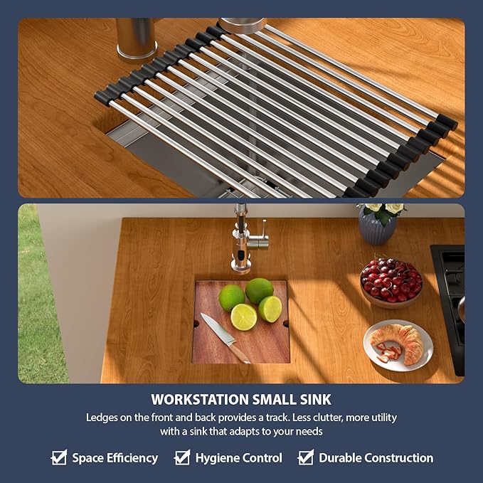 12 Inch Bar Sink Undermount - Beslend 12x15 Undermount Kitchen Sink RV Sink, Stainless Steel Small Sinks Wet Bar Sinks Workstation 16 Gauge Single Bowl Under Counter, 9" Height