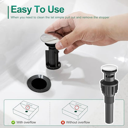 VOTON Chrome Bathroom Faucets 1 Hole, Stainless Steel Bathroom Sink Faucet with Metal Pop up Drain, Lavatory Faucet for Bathroom Sink