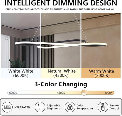 29.53“ Modern Led Pendant Light Fixtures, 3000K-6500K Color Changing Modern Led Pendant Light Kitchen Island, Adjustable Height Kitchen Island Lights Fixtures for Dining Room Kitchen Bedroom Sink