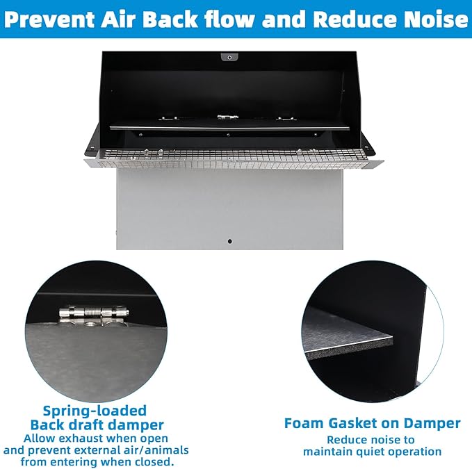 Microwave Vent Range Hood Vent Wall Vent Cap for Microwave Exhaust,Kitchen/Bath Ventilation Fan/Stove Outside Vent Cover,Wall Exhaust Vent Kit Vent Hood Wall Cap for 3-1/4" x 10" Duct,Black