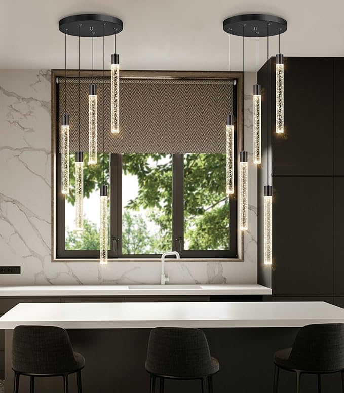 Modern Crystal Chandelier for Dining Room LED Dimmable Pendant Lights Kitchen Island Lighting Ceiling Hanging