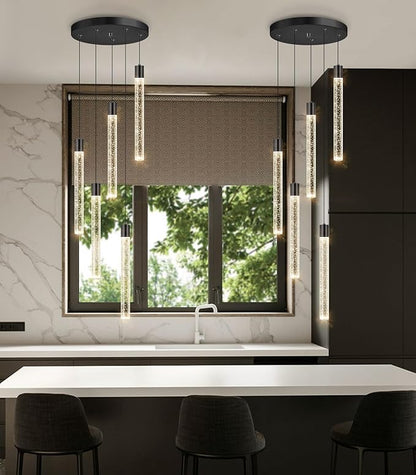 Modern Crystal Chandelier for Dining Room LED Dimmable Pendant Lights Kitchen Island Lighting Ceiling Hanging