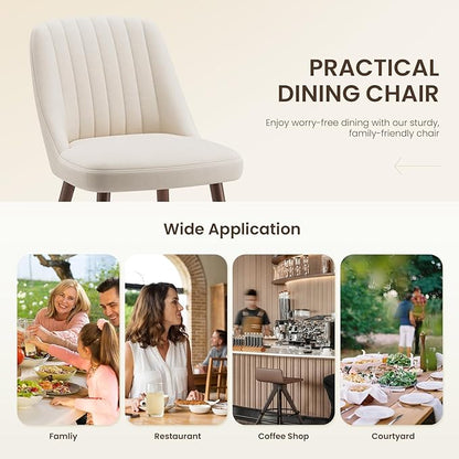 MALOL Upholstered Dining Chairs Set of 6, Modern Fabric Kitchen Chairs with Back, Wood Legs for Kitchen Dining Room Restaurant, Beige