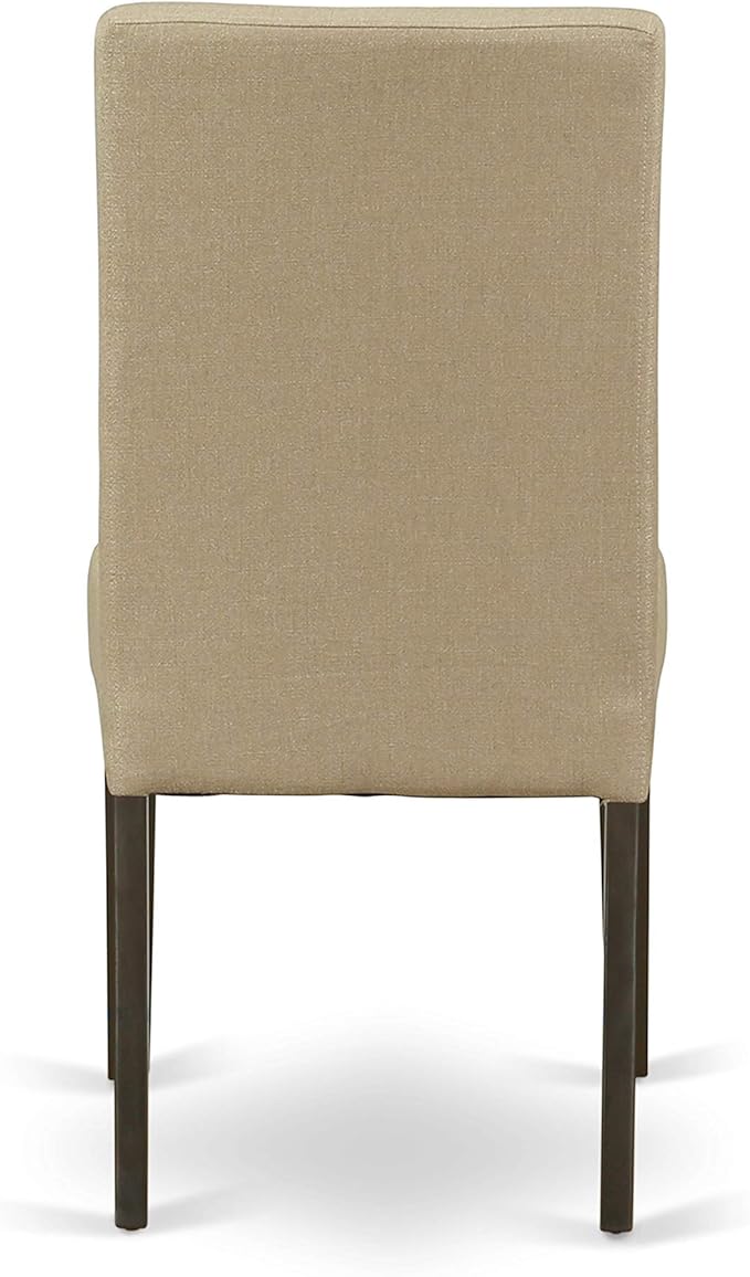 East West Furniture DRP5T03 Driscol Classic Parson Chairs - Brown Linen Fabric Upholstered Dining Chairs, Set of 2, Cappuccino