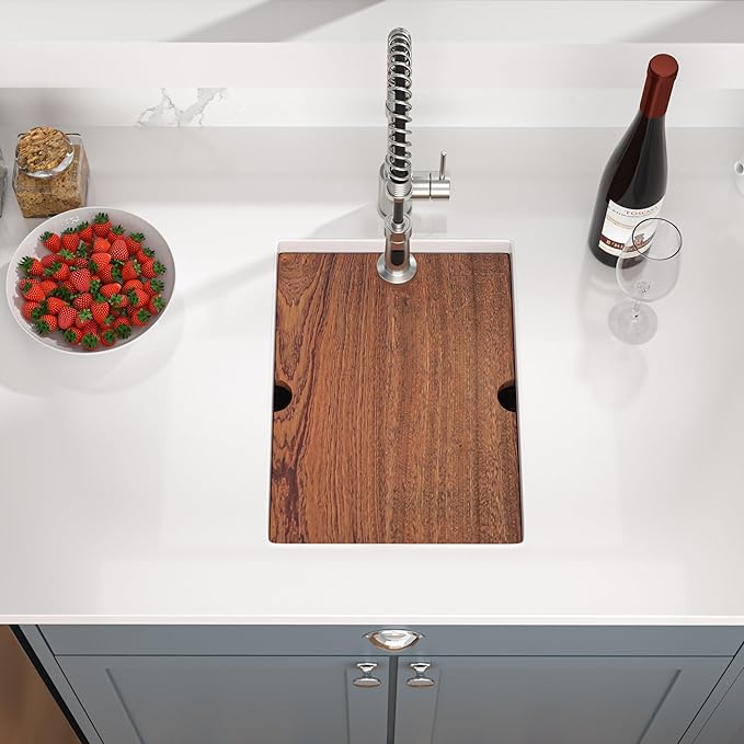 Mocoloo Undermount Bar Sink 15 x 19 Inch Single Bowl Undermount Kitchen Sink 16 Gauge Stainless Steel Bar Prep Workstation 10" Deep Handmade Sinks