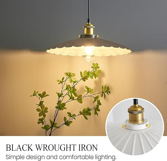 Hanging Lamp Plug in White 15.7 Inch Metal Lampshade Pendant Light Adjustable 14Ft Cord Pendant Light Plug in Living Room Bedroom Farmhouse Industrial Hanging Lights 2Pack