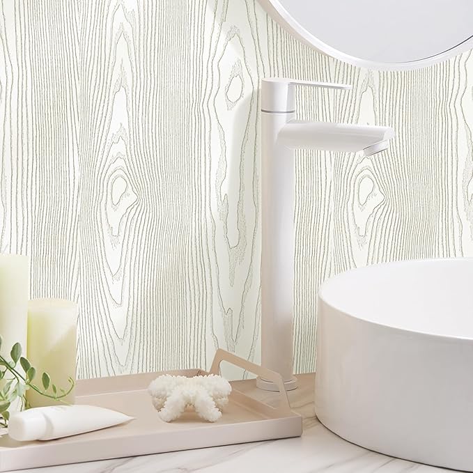 Yun-aeon Light White and Silver Wood Contact Paper 17.3"x120" Rustic Wooden Peel and Stick Wallpaper Removable Self-Adhesive Wallpaper Wood Grain Contact Paper for Countertops Cabinets