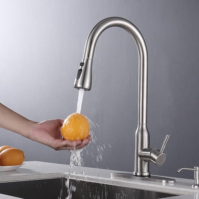 Touch Kitchen Faucet,KEER Smart Kitchen Sink Faucet with Pull Down Sprayer, Touch on Activated Kitchen Bar Sink Faucet Brushed Nickel, Stainless Steel (Brushed Nickel)