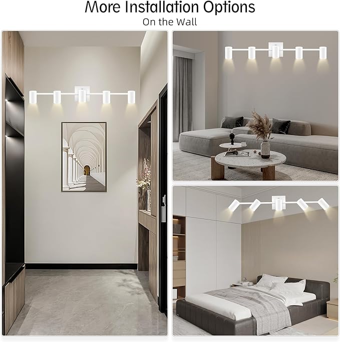 BoostArea Track Lighting Fixtures Ceiling, 5 Light White Track Light with Rotatable Light Heads, Modern Track Lighting Fixtures Ceiling for Kitchen/Living Room,GU10 Bulb Not Included