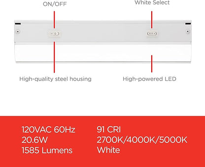 UltraPro 48 inch Hardwired Under Cabinet Lights, 3 Color Settings - 2700K/4000K/5000K - Warm White, Cool White, and Daylight, Under Cabinet Lighting, Dimmable Under Counter Lights for Kitchen, 45370