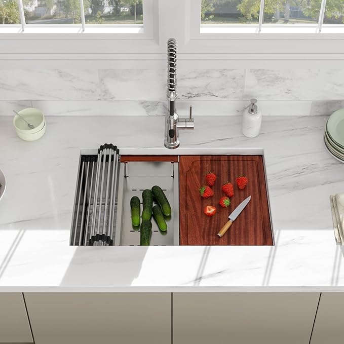 27 Undermount Kitchen Sink - Beslend 27x19 Undermount Workstation Kichen Sinks Stainless Steel Single Bowl Ledge Under Counter Sinks16 Gauge 10 Inch Deep Kitchen Stages Basin 27"x19"x10"
