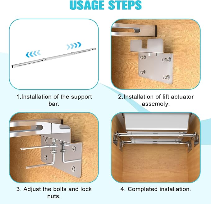 Heavy Duty Undermount Sink Brackets & Kitchen Sink Installation Parts Kit - 800 lbs Capacity Adjustable Stainless Steel Support, Horizontal Space-Saving Design for Kitchen Sinks (71-100cm)